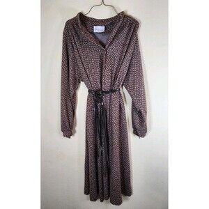 Vintage 1970's  women’s Kay Windsor‎ brown paisley wool XL dress Made in USA